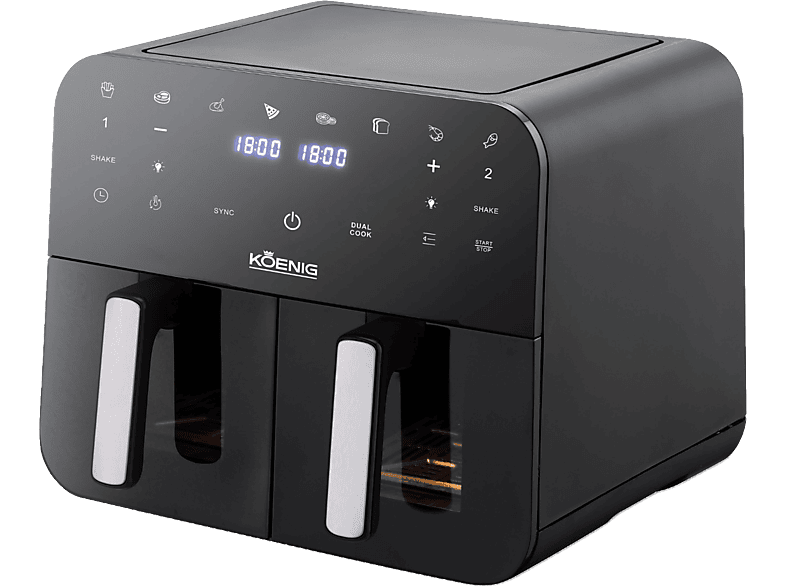 Koenig Quick & Pure 5 2x 4.5L Heissluftfritteuse – Airfryer - Friteuse – schwarz