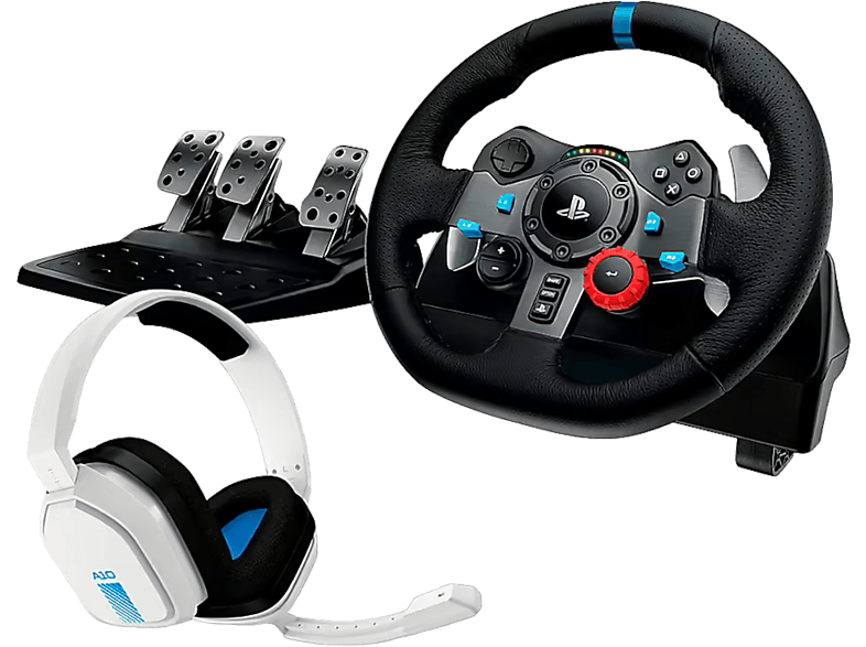 LOGITECH G29 Driving Force + Astro A10 Bundle, Rennlenkrad Pedale Gaming-Headset, Schwarz/Weiss/Blau