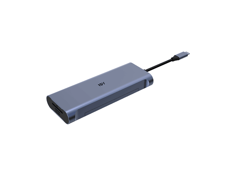 ISY IAD-1037 9-in-1 USB-C-Adapter mit SSD-Gehäuse, Silber