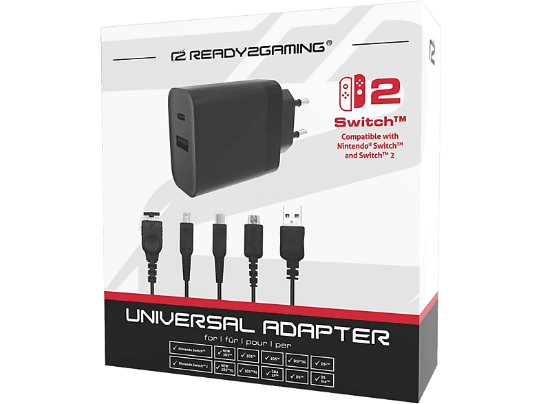 READY2GAMING Nintendo Universal Netzadapter, Schwarz