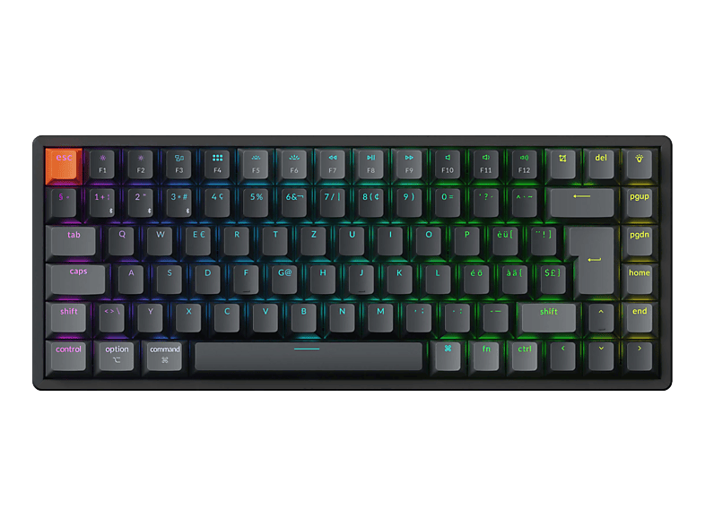 KEYCHRON K2 QMK v3 Red Switch (CH) Wireless, Gaming-Tastatur, Mechanisch, Bluetooth 5.2/Kabelgebunden, Schwarz