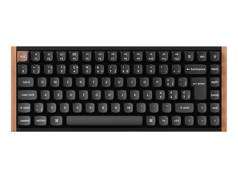 KEYCHRON K2 HE - Special Edition ISO (CH) Wireless, Gaming-Tastatur, Magnetisch, 2,4 GHz/Bluetooth 5.2/Kabelgebunden, Schwarz/Holz