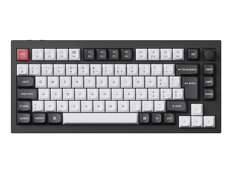 KEYCHRON Q1 HE QMK (CH) Wireless, Gaming-Tastatur, Magnetisch, 2,4 GHz/Bluetooth 5.2/Kabelgebunden, Carbon Black