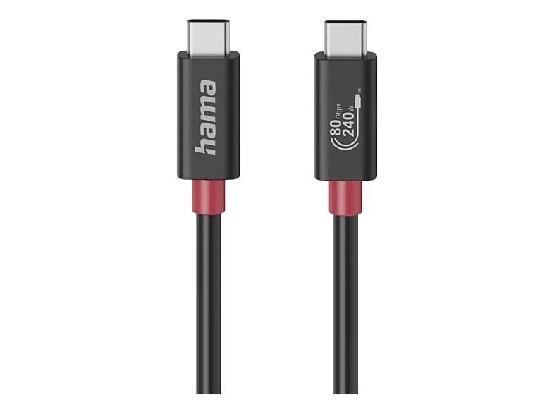 hama 00200799 USB-C-Kabel, E-Marker, USB4 Gen4, 80 Gbit/s, 5 A, 240 W, 1,00 m