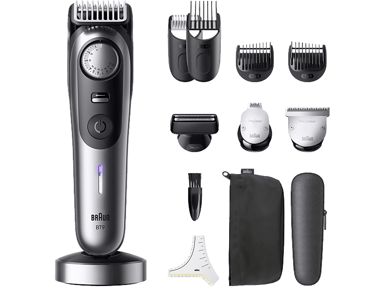 Braun Braun BT9560 Beardtrimmer Series 9 Bartschneider, Präzisions Trimmer abwaschbar Schwarz, Silber