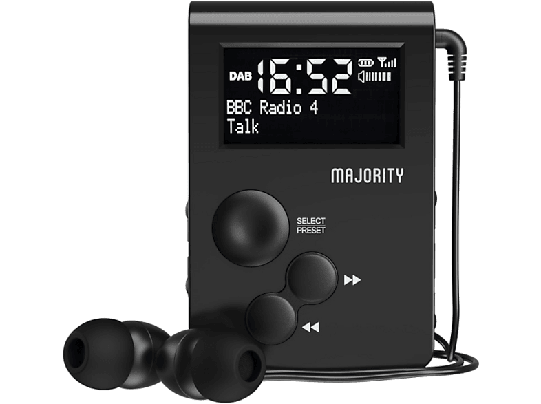 MAJORITY Petersfield Go DAB-Taschenradio, Digital, DAB+, DAB, FM, Schwarz