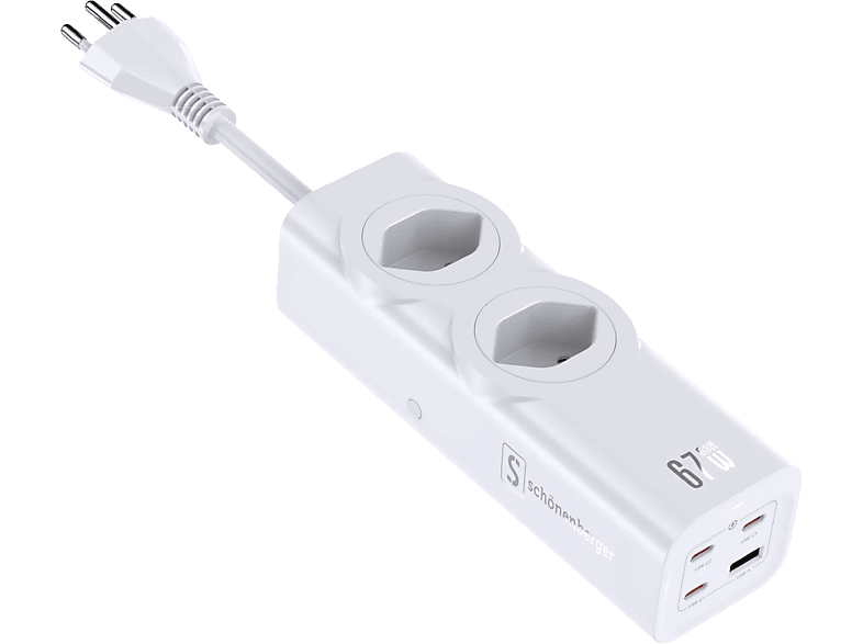 Schönenberger Steckdosenleiste | 2 x Typ 13 | Fast Charging | 67 w | weiss