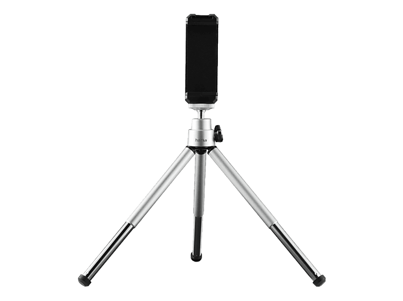 Hama Fancy 2in1 Ministativ 1/4 Zoll Arbeitshöhe=12 - 16 cm Silber Für Smartphones und GoPro, inkl. Smartphonehalter