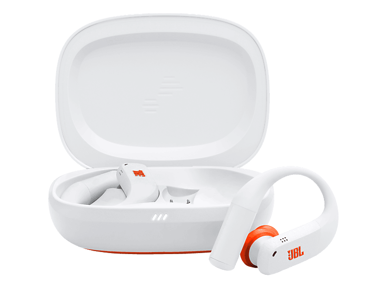 JBL Endurance Peak 4 In Ear Kopfhörer Kabellos, Bluetooth® Weiß Noise Cancelling Ladecase, Ohrbügel, Schweißresistent,