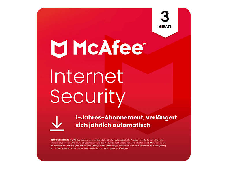 McAfee Internet Security - 3 Geräte 1-Jahres-Abonnement Multiplattform [Deutsch, Französisch, Italienisch]