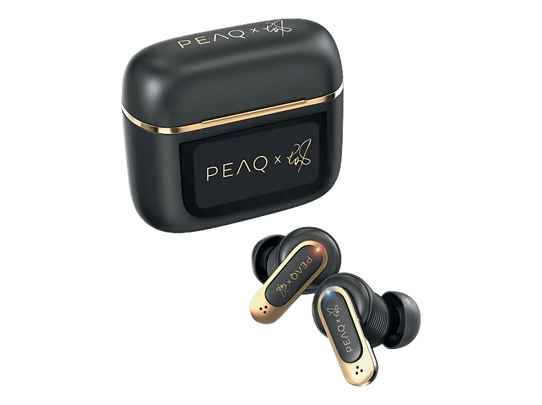 PEAQ ICONIC Sound 2 - PTW-5000-RW, In-ear True Wireless Kopfhörer Bluetooth Schwarz/Gold