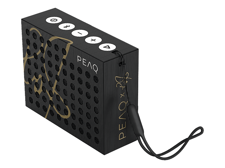 PEAQ Music Cube PPA 107-RW Bluetooth-Lautsprecher, Schwarz/Gold