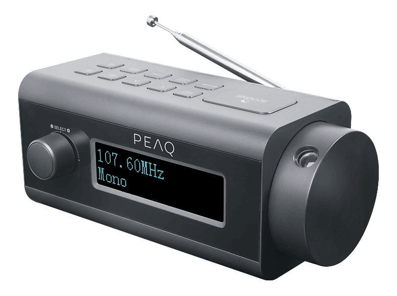 PEAQ PCR 170 Radiowecker mit Projektion, Digital, DAB, DAB+, FM, Bluetooth, Grau