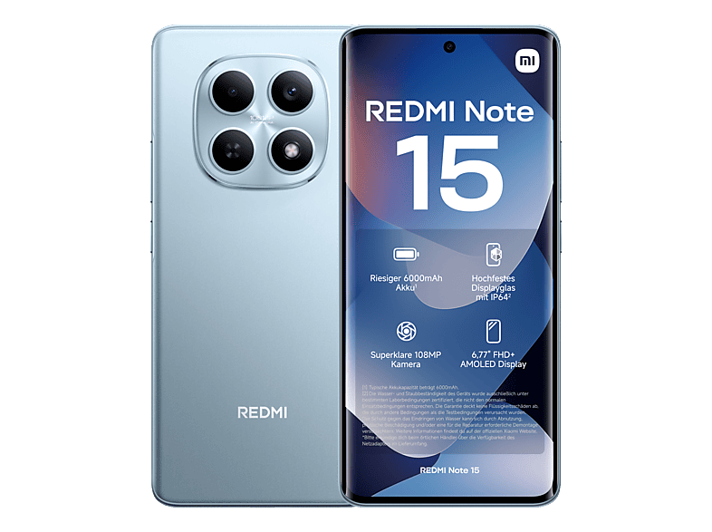 Xiaomi Redmi Note 15 - 256GB, Glacier Blue, 6.77'', 108 MP Smartphone