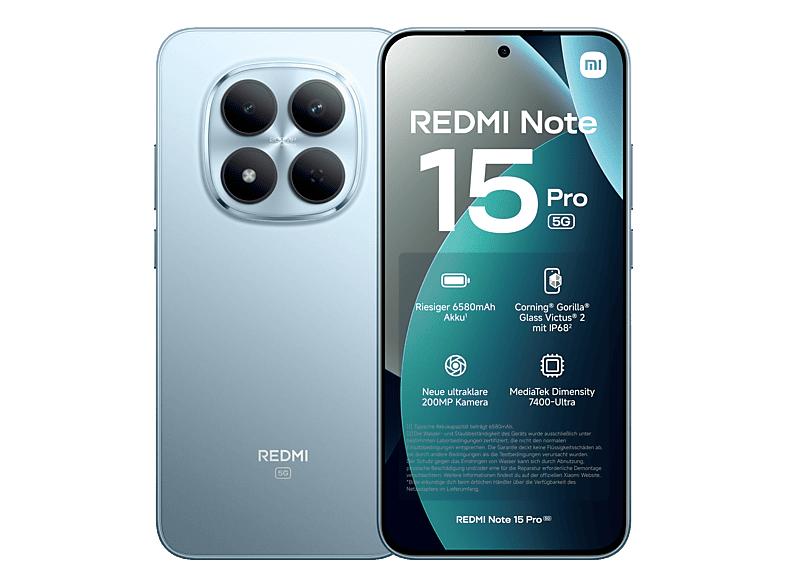 Xiaomi Redmi Note 15 Pro - 512 GB, Glacier Blue, 6.83'', 200 MP Smartphone – Xiaomi Redmi Note 15 Pro / Pro+