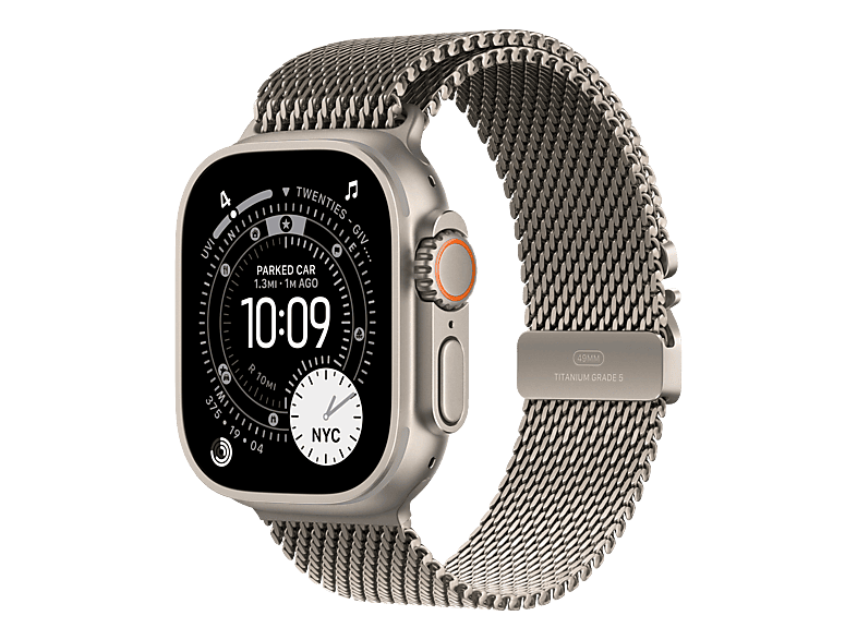APPLE Watch Ultra 3 (GPS + Cellular) 49 mm Smartwatch Titan, 180 - 210 (L), Natural/Natural Titanium Milanese Loop