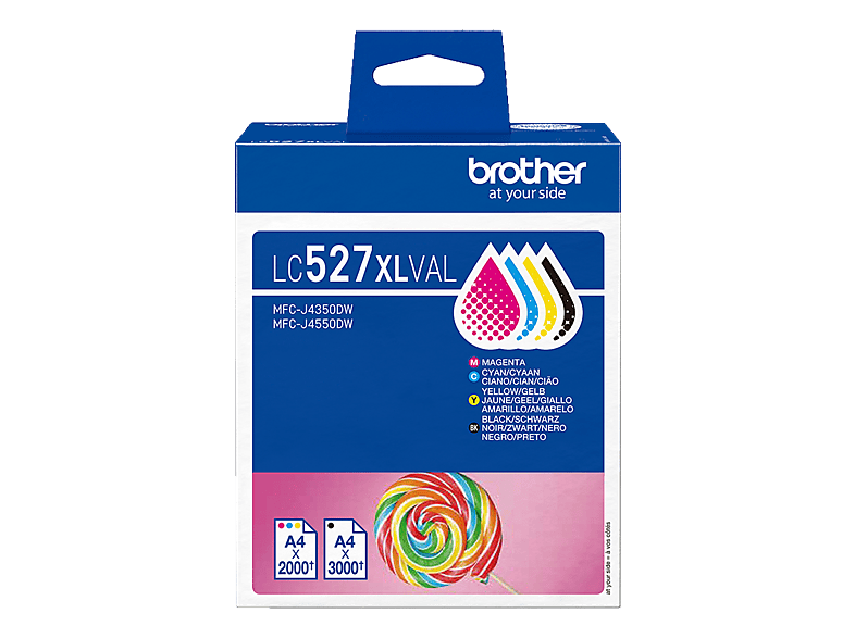 Brother B527 Druckerpatronen XL (bk, c, m, y) - Brother LC527XLVAL für z.B. Brother MFCJ 4350 DW, Brother MFCJ 4550 DW, Brother MFCJ 6560 DW