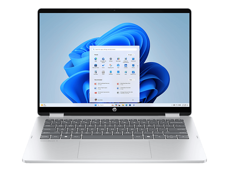 HP OmniBook 5 Flip 14-fp0724nz, Convertible 2 in 1 Laptop, mit 14 Display Touchscreen, Intel® Core? 7 Prozessor 150U (12 MB Cache, bis zu 5.40 GHz), 16 GB RAM, 512 SSD, Onboard Graphics, Glacier Silver, Windows 11 Home