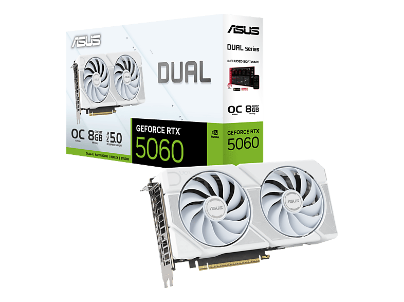 ASUS Dual GeForce RTX 5060 White OC Edition 8GB GDDR7 (NVIDIA, Grafikkarte)