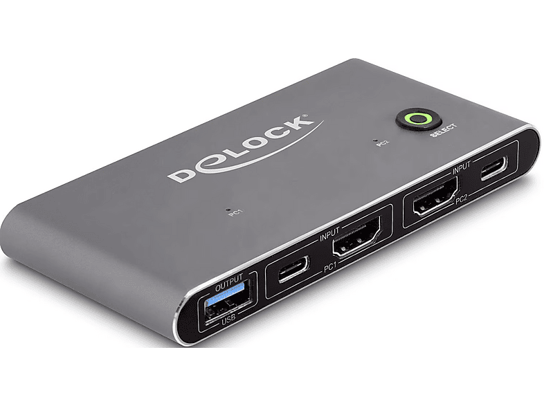 DELOCK HDMI 8K 60 Hz mit USB 5 Gbps, Anthrazit