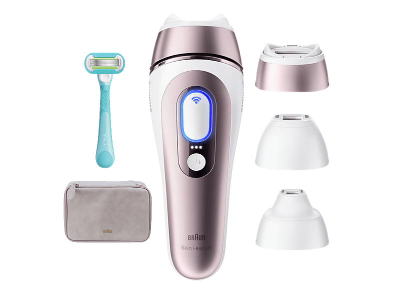 BRAUN Smart IPL Skin i·expert PL7321, 3 smarte Aufsätze Professionelle Haarentfernung Weiss/Gold