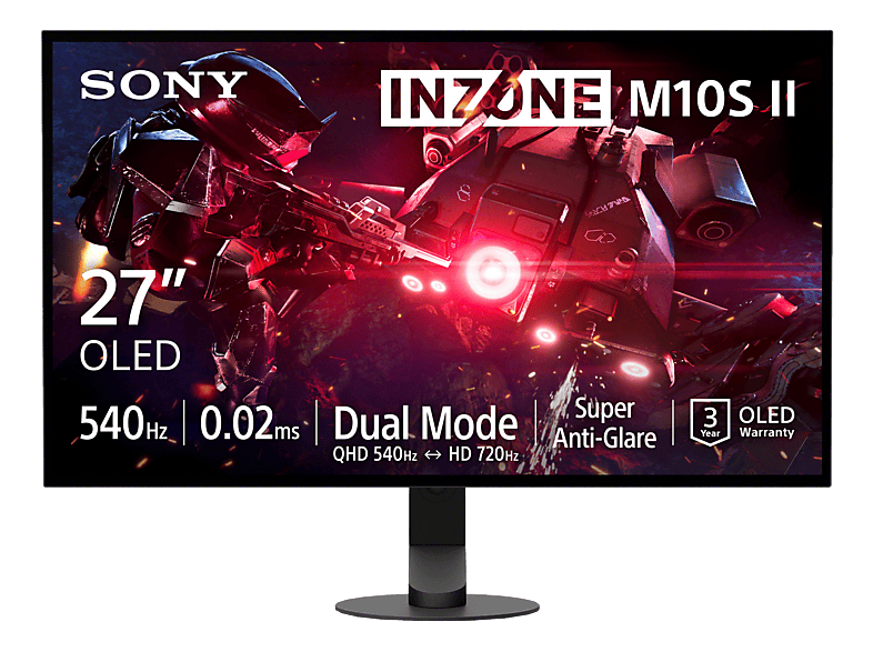 SONY INZONE M10S II, QHD OLED Gaming Monitor Dual-Mode 26.5 / 24.5 (0.02 ms Reaktionszeit, 540 Hz)