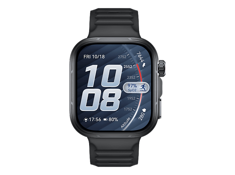 HUAWEI WATCH FIT 5 Pro Smartwatch Vorderes Gehäuse: Aluminiumlegierung, Lünette: Titanlegierung, Hintere Abdeckung: Polymerfaserverbundstoffe Fluorelastomer, 130 - 210 mm, Schwarz
