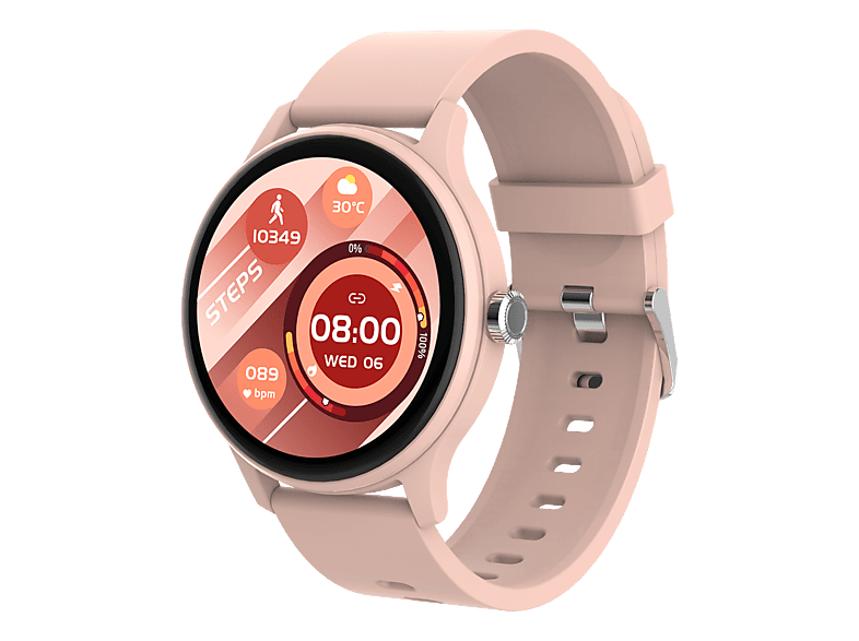 PEAQ PSW 100-PK Smartwatch Kunststoff Gummi, 22 mm, Pink