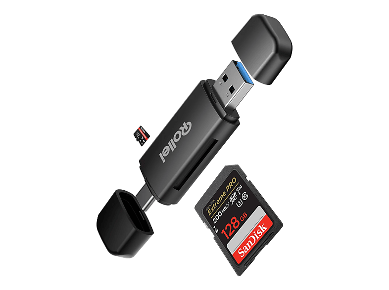 ROLLEI 2-in-1, Kartenlesegerät (USB?A & USB?C), Schwarz