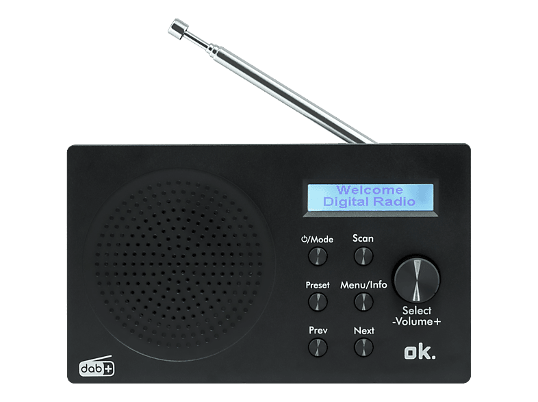OK ORD 101BT-B-3 DAB+ Radio, Digital, DAB+, FM, Bluetooth, Schwarz