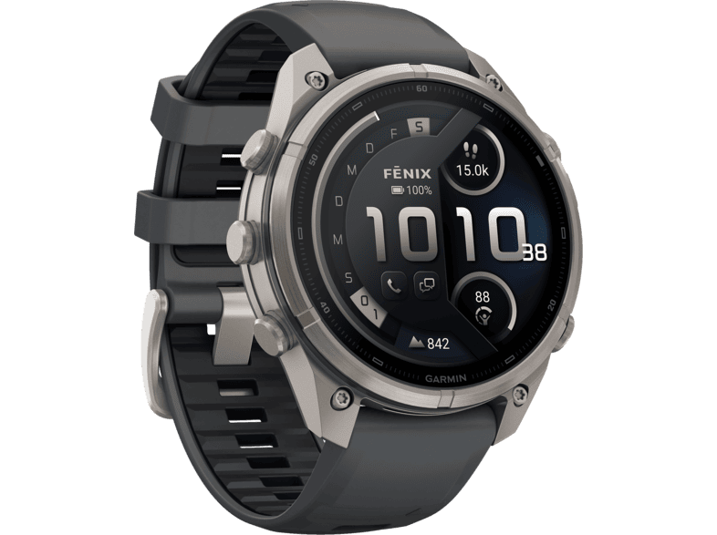 GARMIN f?nix® 9 Pro (47 mm) inReach® Multisport GPS-Smartwatch Titan Silikon, 125-208 mm, Titan/Graphit/Schwarz