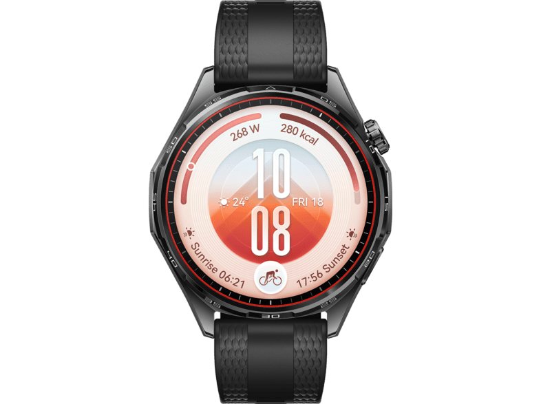 HUAWEI WATCH GT 7 (46 mm) Smartwatch Vorderes Gehäuse: Edelstahl, Hintere Abdeckung: schwarzer Kunststoff Fluorelastomer, 140 - 210 mm , Schwarz