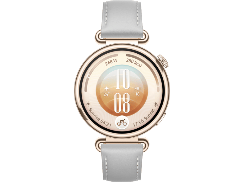 HUAWEI WATCH GT 7 (41 mm) Smartwatch Vorderes Gehäuse: Edelstahl, Hintere Abdeckung: schwarzer Kunststoff Kunstleder, 120 - 190 mm , Gold/Grau