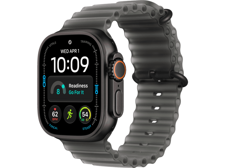 APPLE Watch Ultra 4 (GPS + Cellular) 49 mm Smartwatch Titan, Klasse 5, 130 - 200 mm, Black Titanium Case/Translucent Ocean Band