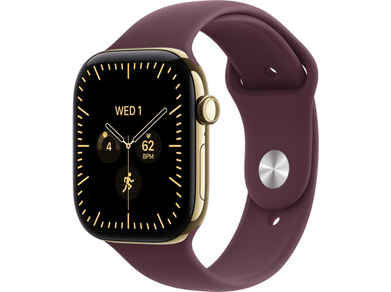 APPLE Watch Series 12 (GPS + Cellular) 46 mm Smartwatch Titan, 140 - 190 (S/M), Radiant Gold Titanium Case/Burgundy Sport Band