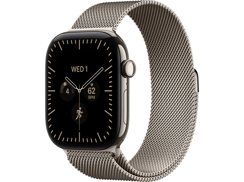 APPLE Watch Series 12 (GPS + Cellular) 46 mm Smartwatch Titan, 150 - 200 (M/L), Natural Titanium Case/Natural Milanese Loop
