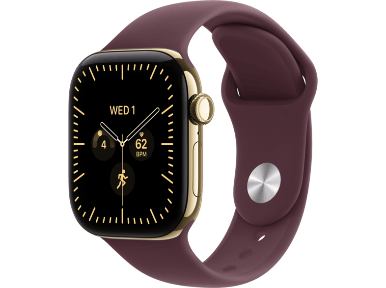 APPLE Watch Series 12 (GPS + Cellular) 42 mm Smartwatch Titan, 130 - 180 (S/M), Radiant Gold Titanium Case/Burgundy Sport Band