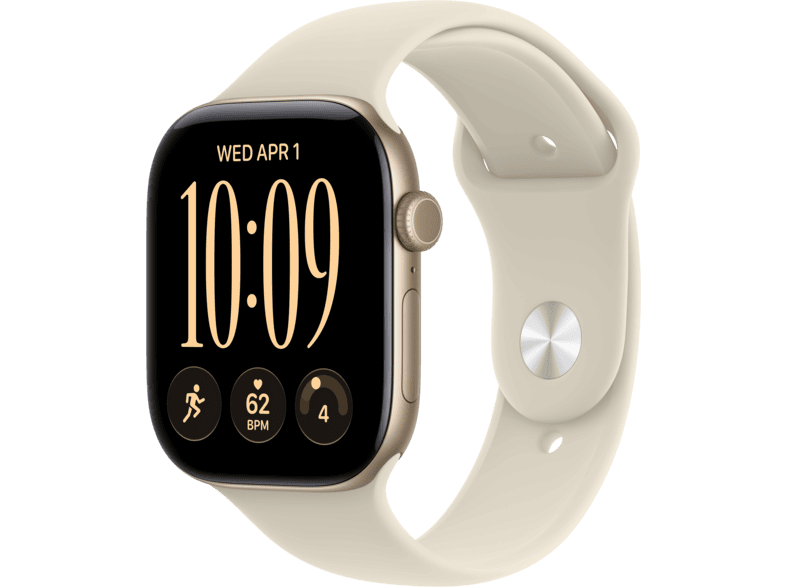 APPLE Watch Series 12 (GPS) 46 mm Smartwatch Aluminium, 140 - 190 (S/M), Light Gold Aluminium Case/Sand Sport Band