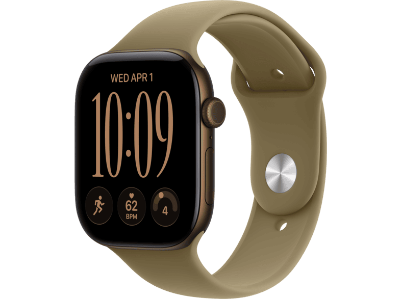 APPLE Watch Series 12 (GPS + Cellular) 46 mm Smartwatch Aluminium, 140 - 190 (S/M), Dark Bronze Aluminium Case/Olive Sport Band