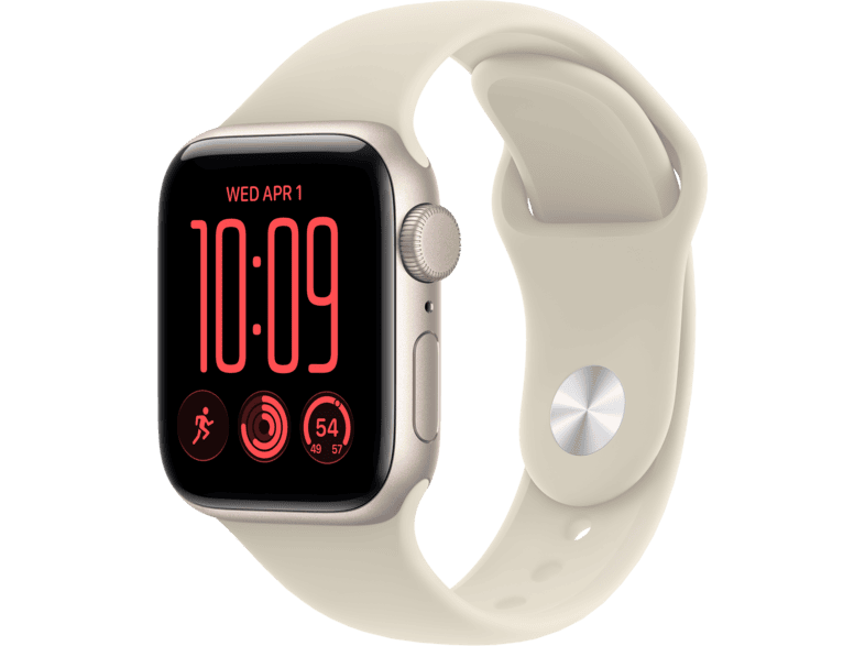 APPLE Watch SE 3 (GPS) 40 mm Smartwatch Aluminium Gummi, 130 - 180 (S/M), Starlight/Sand Sport Band