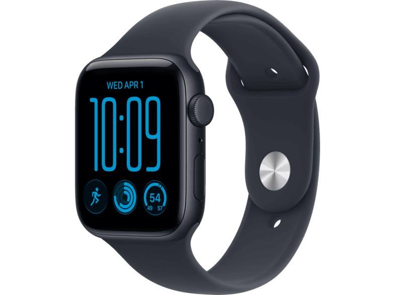 APPLE Watch SE 3 (GPS + Cellular) 44 mm Smartwatch Aluminium Gummi, 160 - 210 (M/L), Midnight/Navy Blue Sport Band