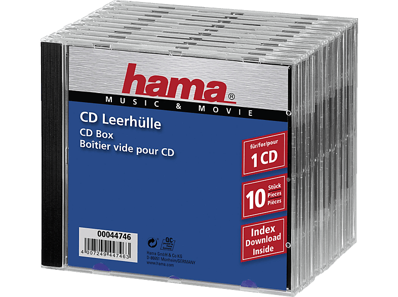 HAMA 44746 CD BOX STD CLEAR/BLACK - CD-Leerhülle (Schwarz)