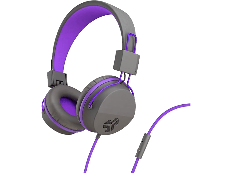 JLAB JBuddies Studio Kids On-Ear IEUHJKSTUDIORGRYPRP6 Wired, Grey/Purple