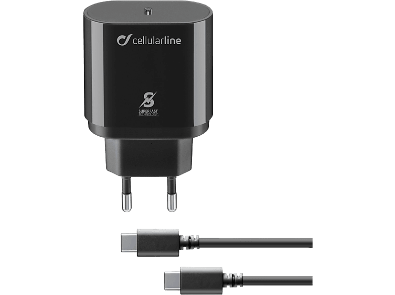 Cellularline USB-C to USB-C 25W Super Fast Charger – USB C Kabel/Adapter/Ladegerät