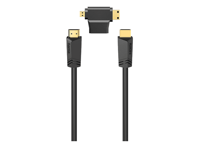 HAMA 205162 HS HDMI M/M 1.5M & ADP - HDMI-Kabel (Schwarz)