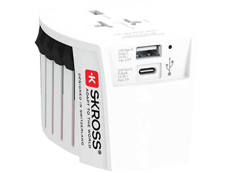 SKROSS World Travel Adapter 1.302967 MUV USB AC (CH Version)