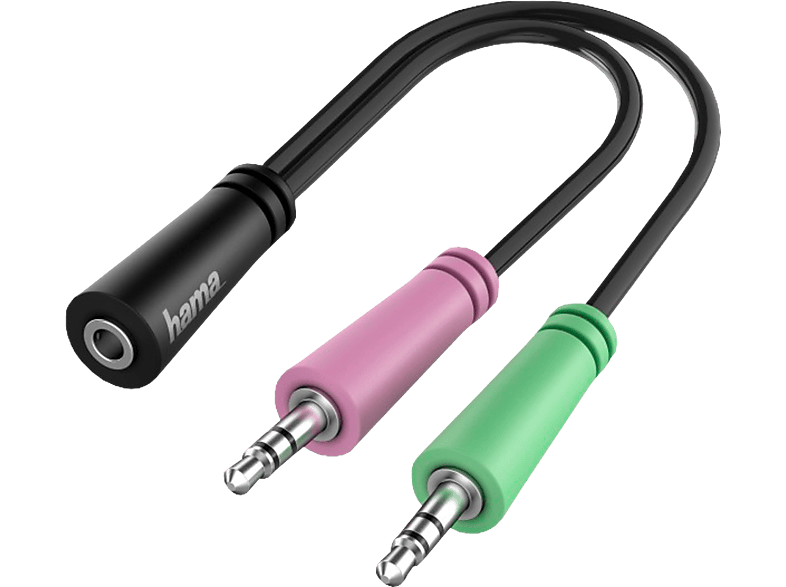 hama 00200351 Audio-Adapter, 2x 3pol. 3,5-mm-Klinke-Stecker - 4pol. 3,5-mm-Klinke-Headset