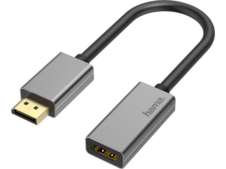 Hama - Video-Adapter, DisplayPort-SteckerHDMI™-Buchse, Ultra-HD 4K@60Hz, Alu, Schwarz, One Size