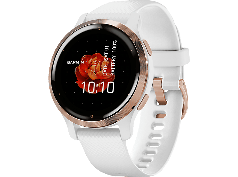 GARMIN Venu 2S - GPS-Smartwatch (Breite: 18 mm, Silikon, Rosegold/Weiss)