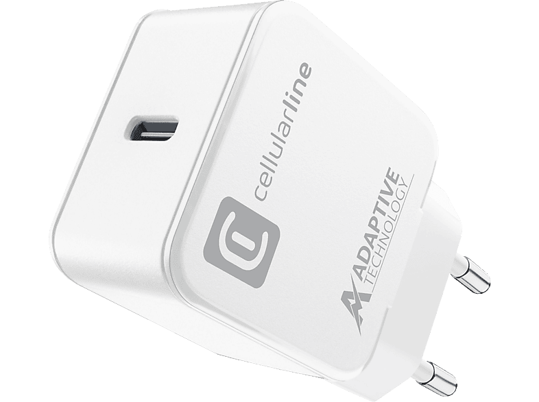 Cellularline Ladegerät USB-C 15W Mini USB-C Charge – USB C Kabel/Adapter/Ladegerät